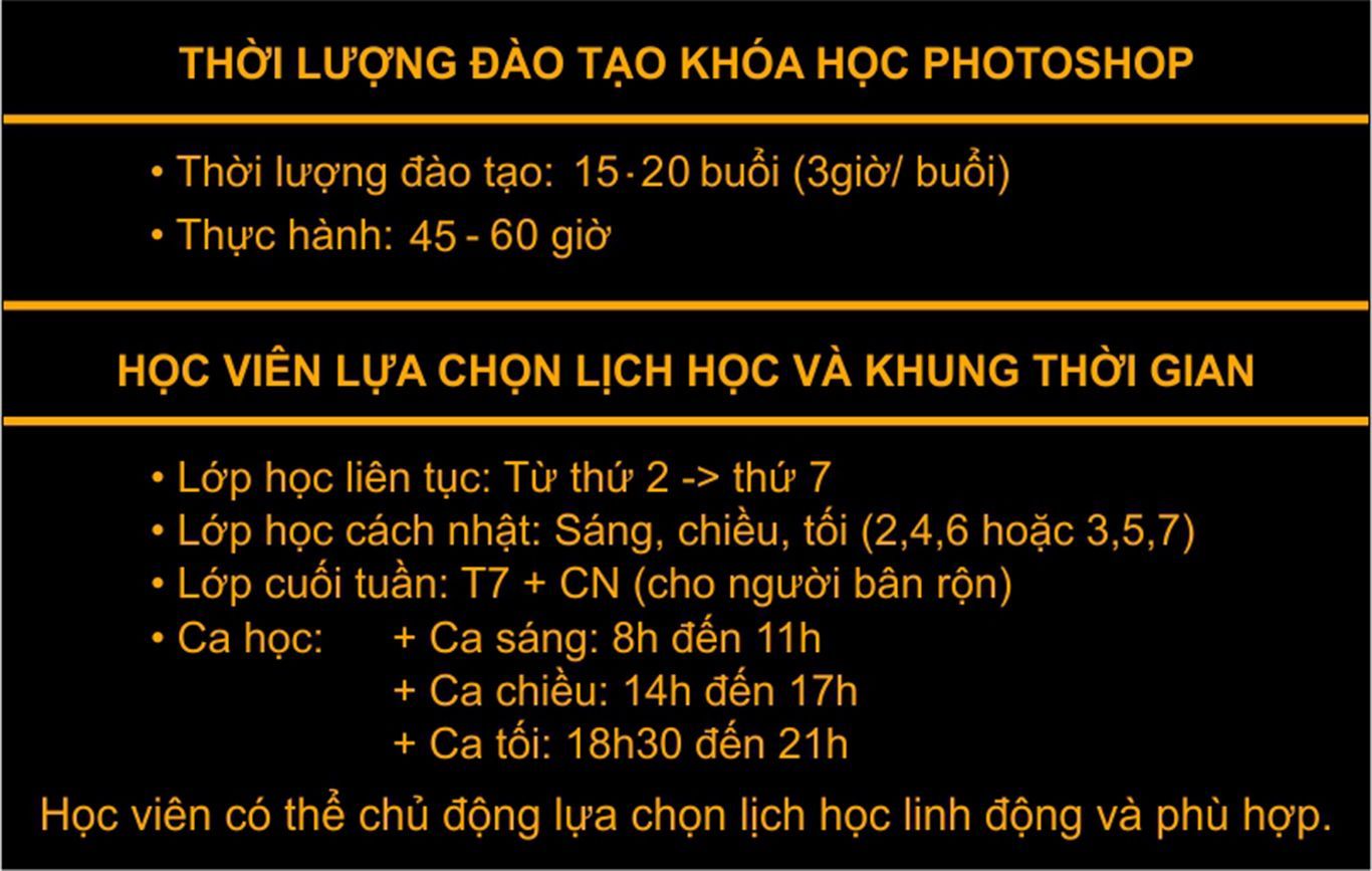 Lịch học photoshop tại trung tâm dạy kèm tin học Vũng Tàu