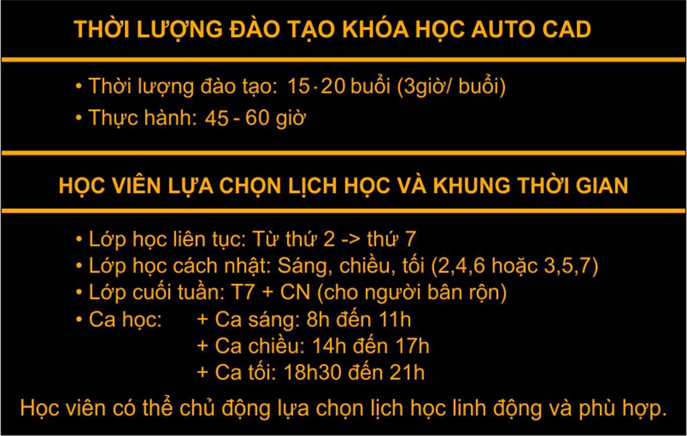 Lịch học Autocafd Vũng Tàu từ cơ bản đến Nâng Cao