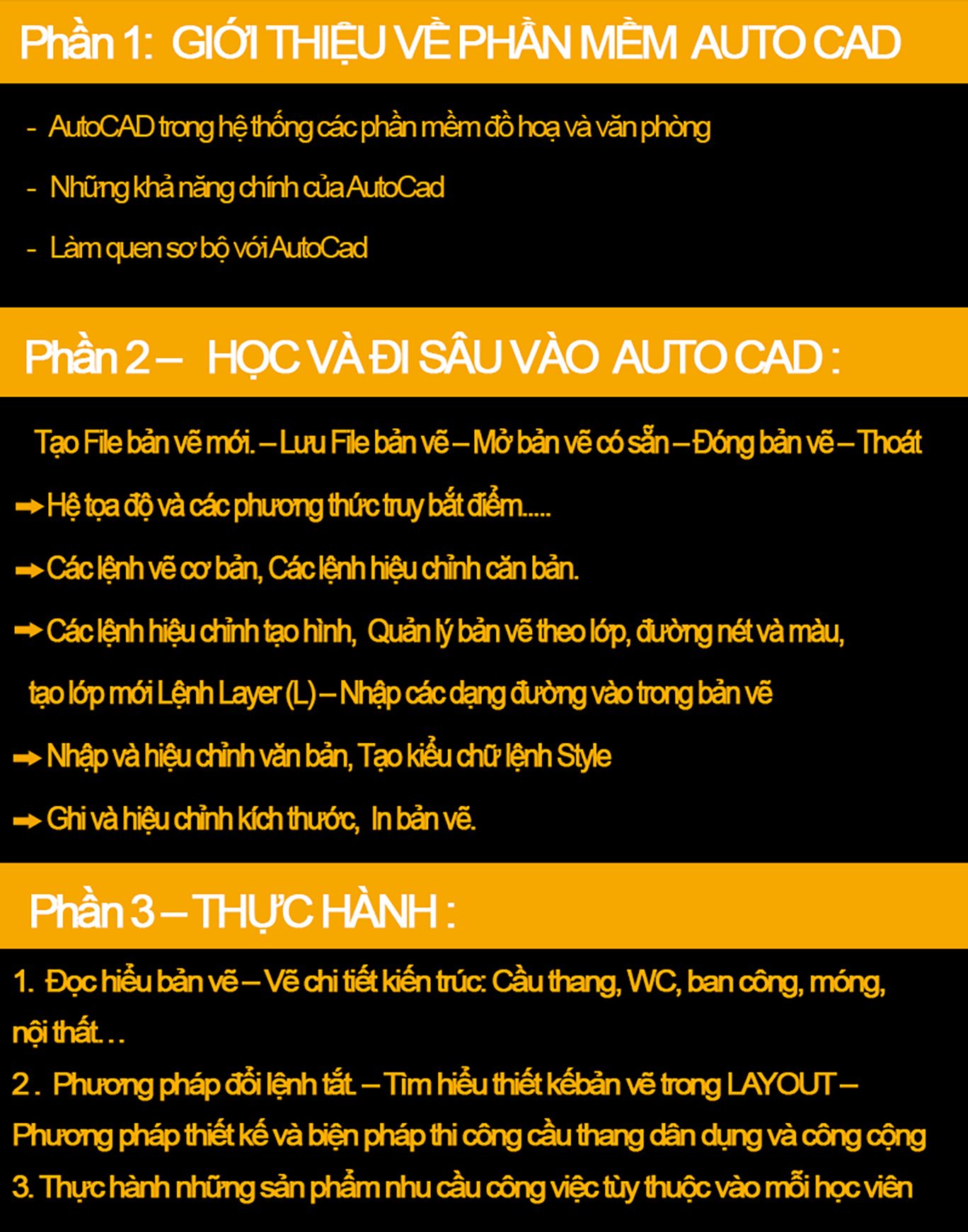 Nội dung chương trình học Autocad tại dạy kèm tin học Vũng Tàu