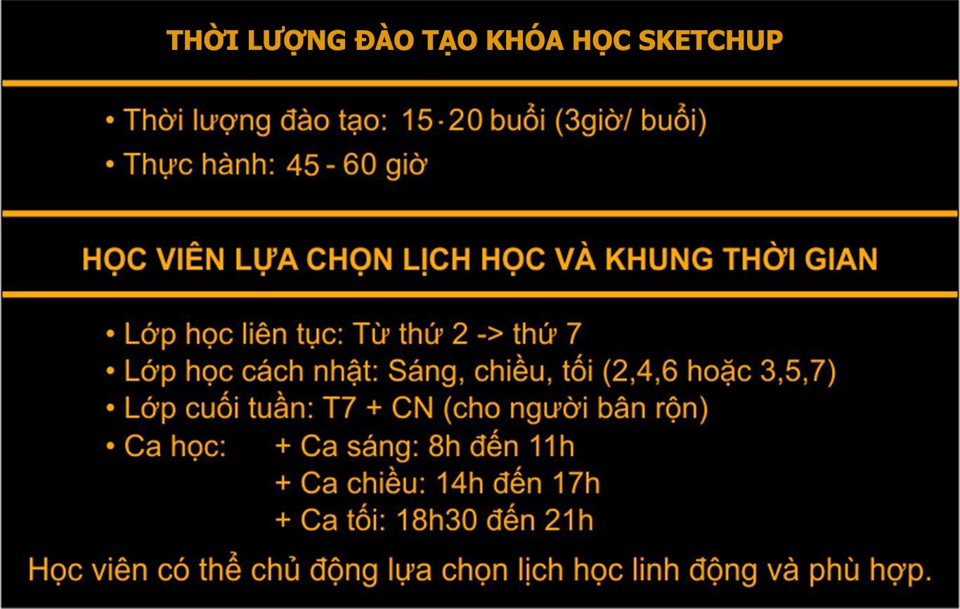 Thời gian học Sketchup tại dạy kèm tin học Vũng Tàu