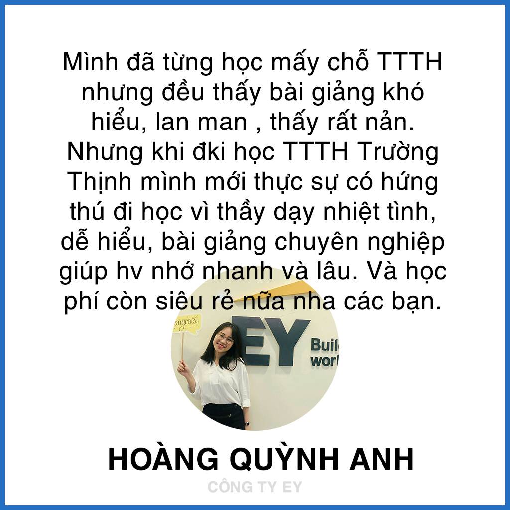 cảm nhận học viên hoàng quỳnh anh nói về trung tâm dạy kèm tin học vũng tàu