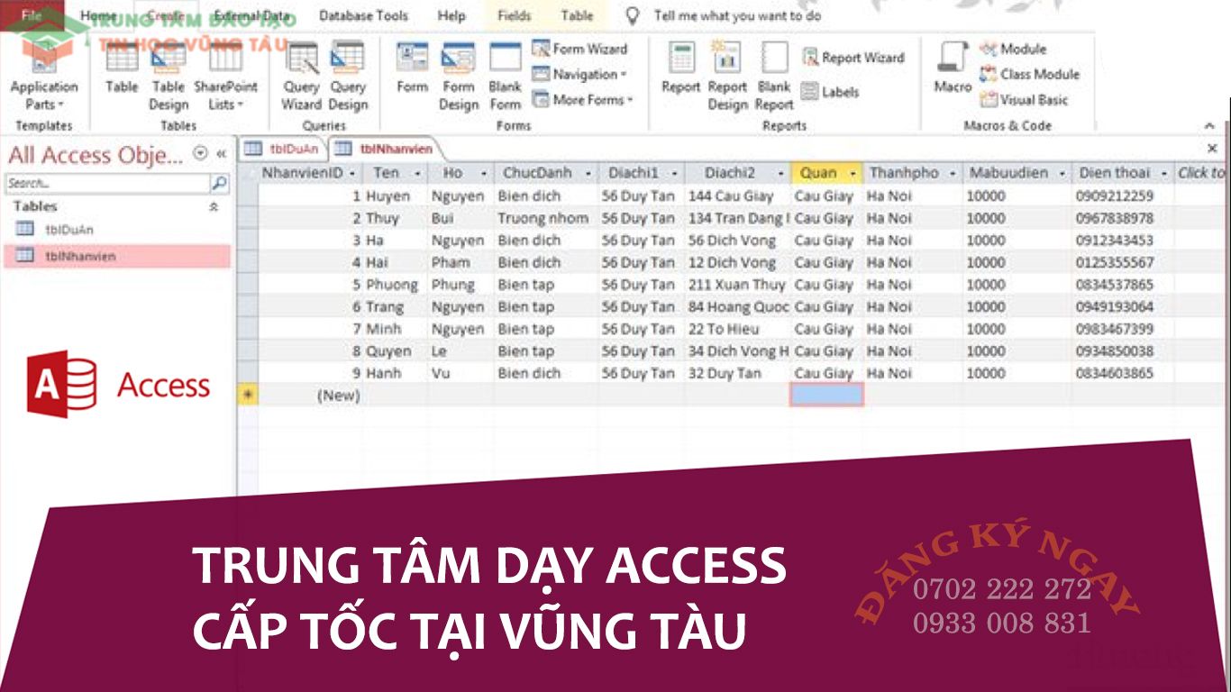 học lập trình access tại vũng tàu