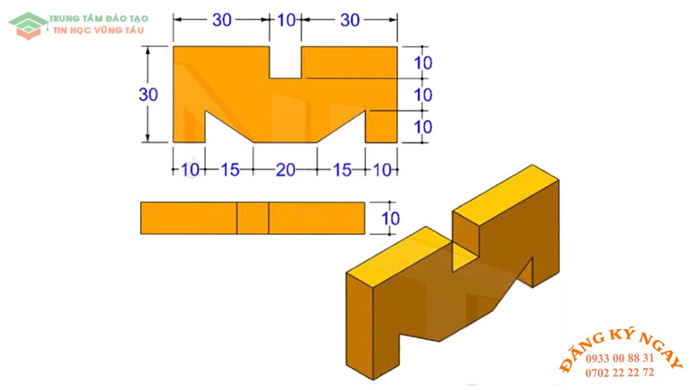 Đề thi Autocad 3D Trung tâm dạy kèm Tin học Vũng Tàu 1