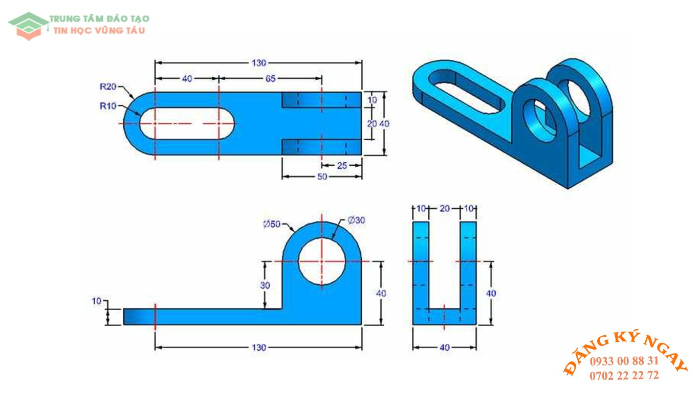 Đề thi Autocad 3D Trung tâm dạy kèm Tin học Vũng Tàu 14