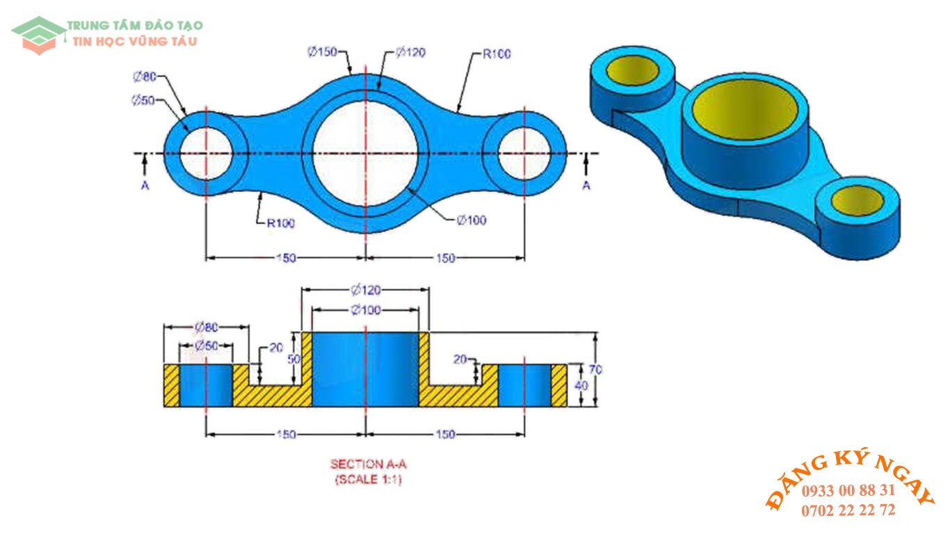 Đề thi Autocad 3D Trung tâm dạy kèm Tin học Vũng Tàu 17