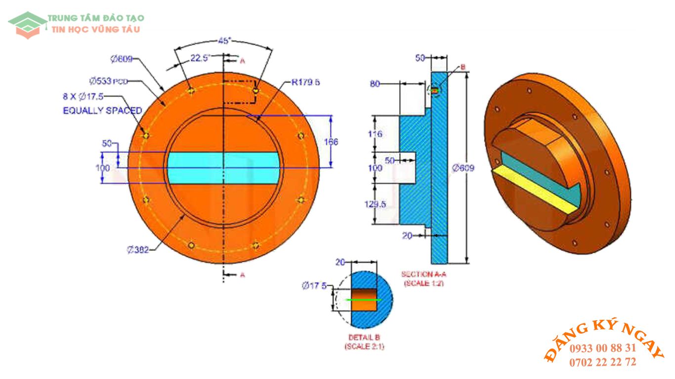 Đề thi Autocad 3D Trung tâm dạy kèm Tin học Vũng Tàu 18