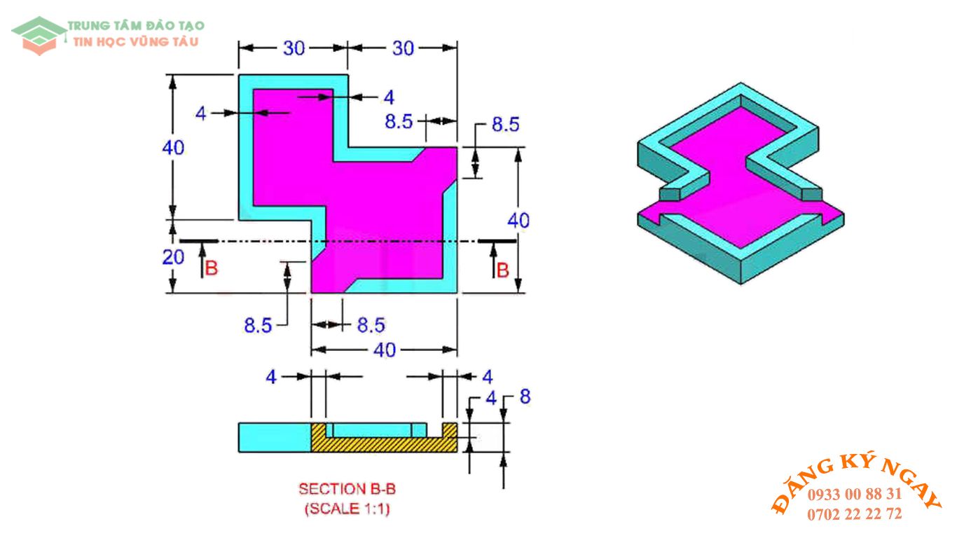 Đề thi Autocad 3D Trung tâm dạy kèm Tin học Vũng Tàu 20