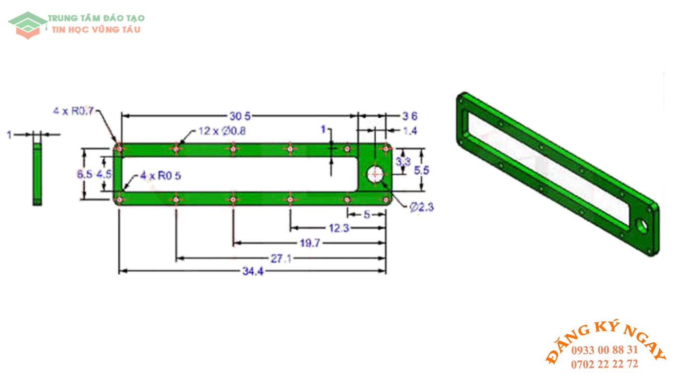 Đề thi Autocad 3D Trung tâm dạy kèm Tin học Vũng Tàu 21