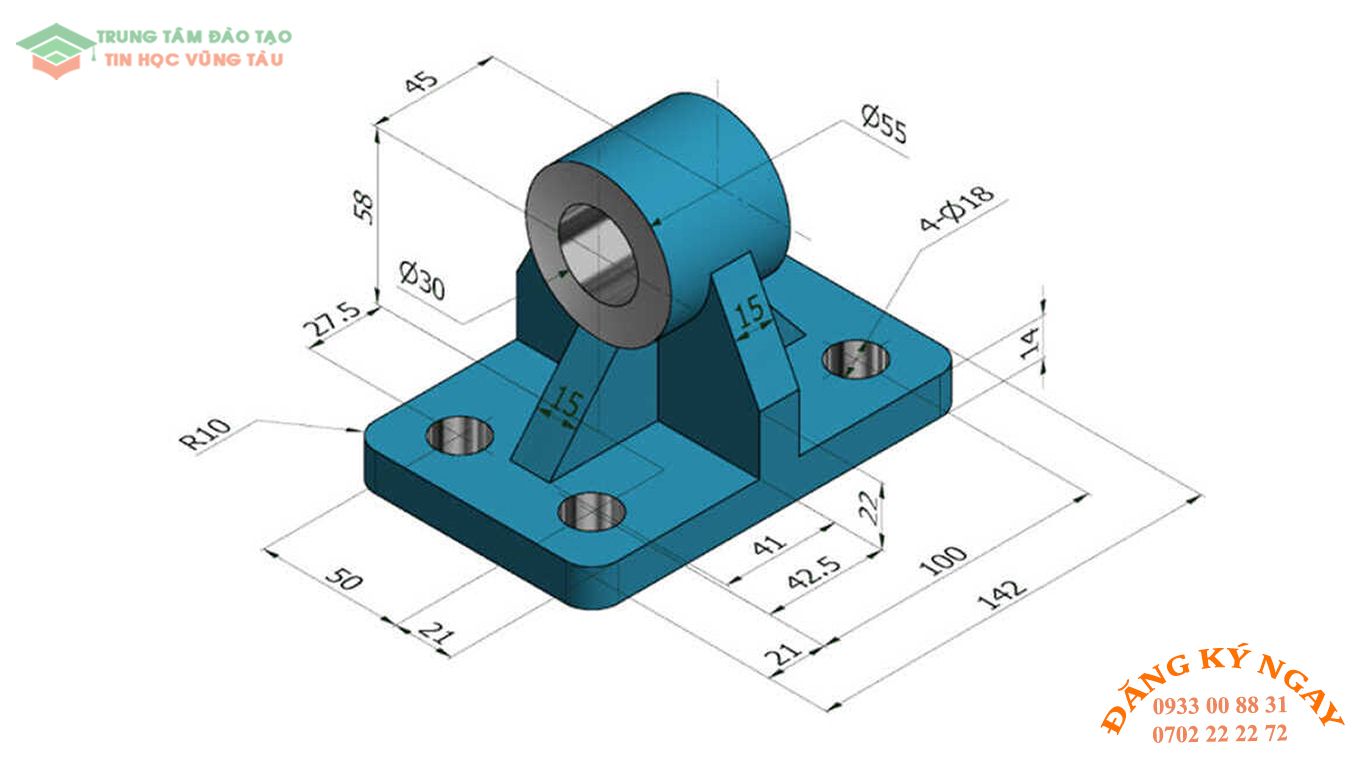 Đề thi Autocad 3D Trung tâm dạy kèm Tin học Vũng Tàu 22