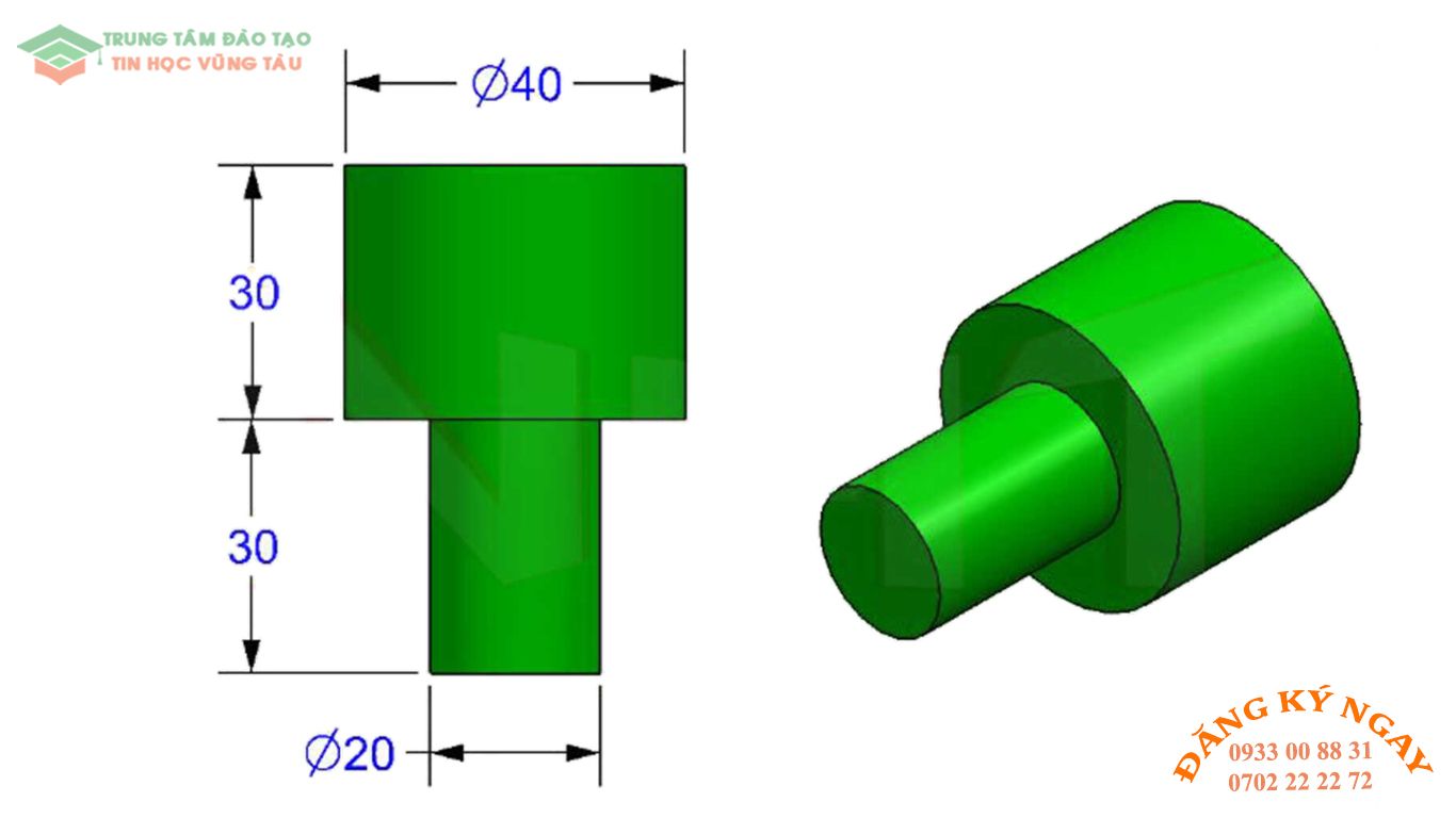 Đề thi Autocad 3D Trung tâm dạy kèm Tin học Vũng Tàu 4