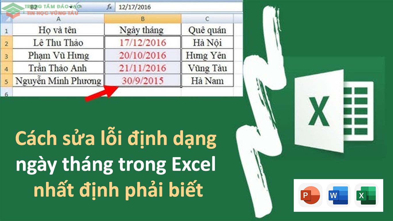 Sữa lỗi định dạng ngày tháng trong excel